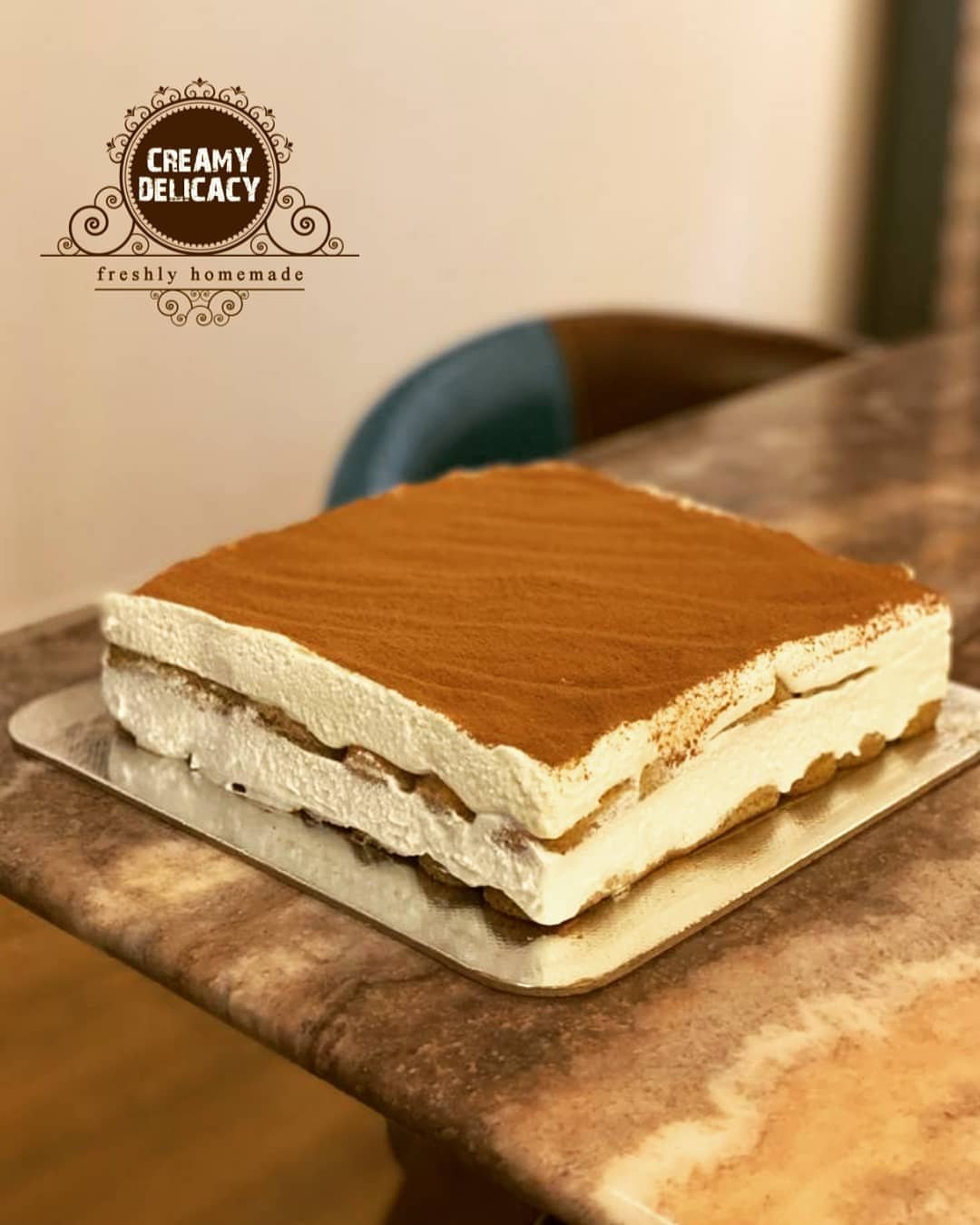 Tiramisu dusted with cocoa